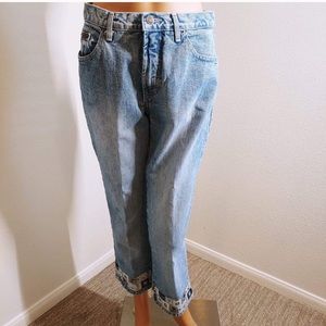 l.e.i. vintage acid wash mid waist crop mom jeans